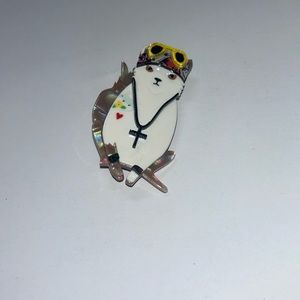 Erstwilder rebel cat acrylic brooch pin